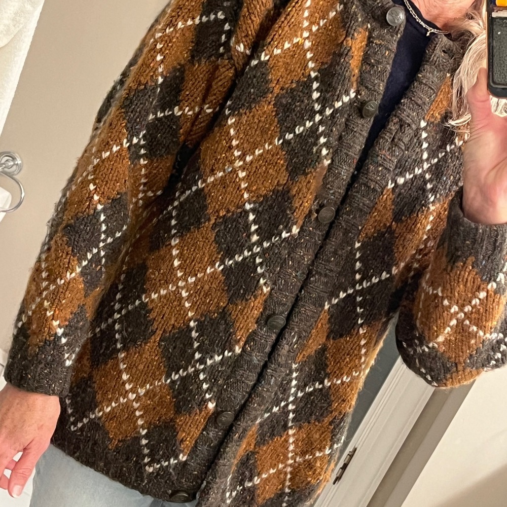 Burberry Argyle Cardigan | S | 100% Thick Wool